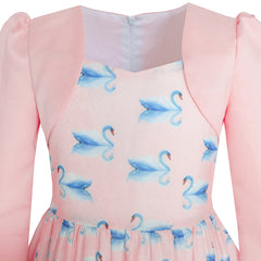 Girls Dress 2-in-1 Bolero Elegant Swan Party Dress Size 4-10 Years