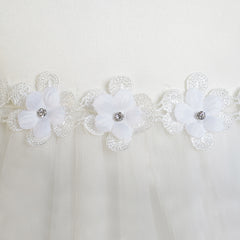 Flower Girls Dress Lace Hem Long Sleeve Wedding First Communion Size 5-12 Years