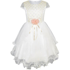 Flower Girls Dress Shinning Wedding Pageant Party Dress Size 3-10 Years