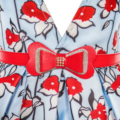 Girls Dress Red Belt Flower Suspender Skirt School Size 5-12 Years
