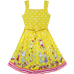 Girls Dress Cartoon Polka Dot Bow Tie Summer Size 2-8 Years