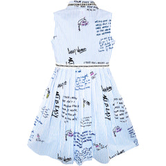 Girls Dress School Letter Print Sleeveless Ruffle Dress Size 4-10 Years