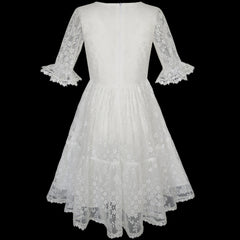 Flower Girls Dress Off White Lace Wedding Pageant Party Size 5-10 Years