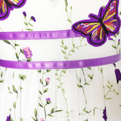 Girls Dress Purple Butterfly Flower Party Size 4-12 Years