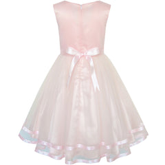 Flower Girls Dress Blush Belted Wedding Party Bridesmaid Size 4-12 Years