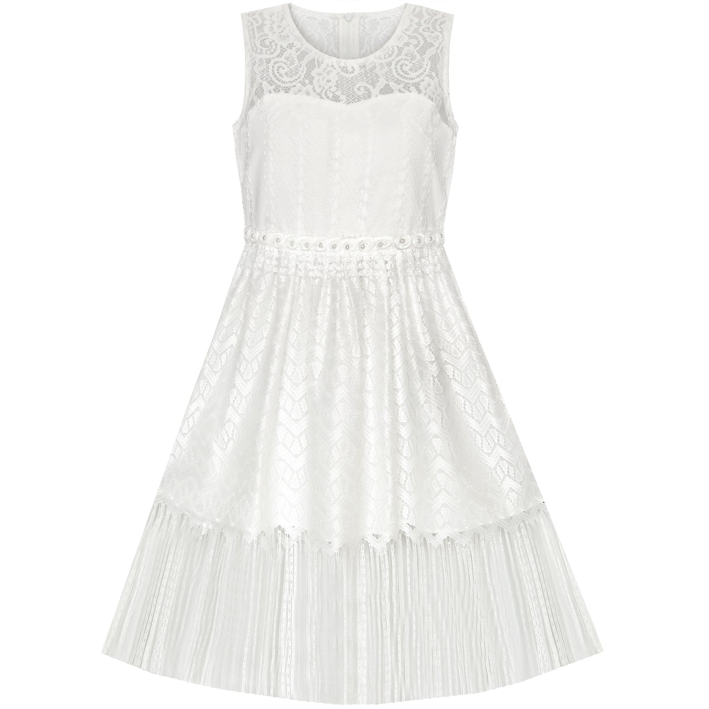 Girls Dress Lace Tassel Hem Princess Party Size 4-16 Years