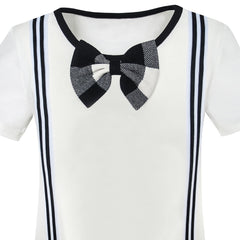Girls Dress School Black White Check Suspender Skirt Size 4-10 Years