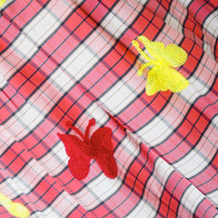 Girls Dress Butterfly Embroidered Red Check School Size 3-8 Years