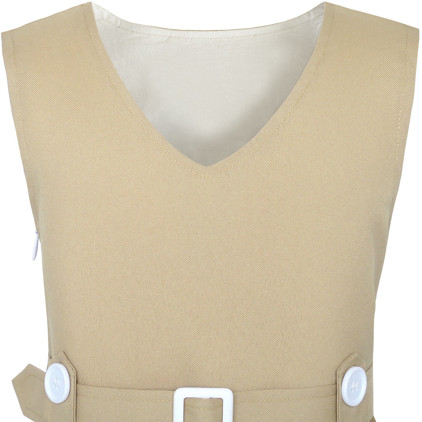 Girls Dress Khaki Button Back School Pleated Hem Size 6-14 Years