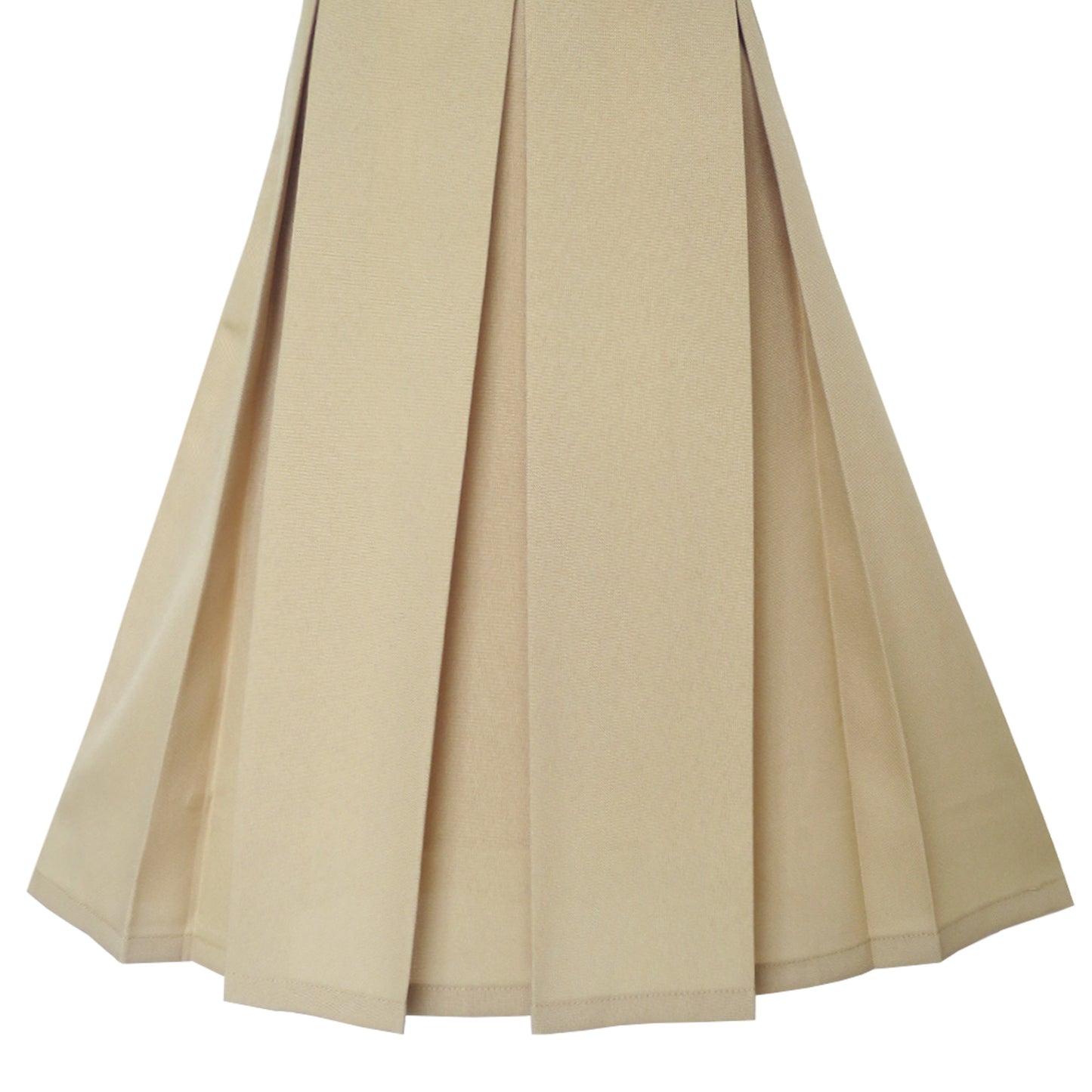 Girls Dress Khaki Button Back School Pleated Hem Size 6-14 Years