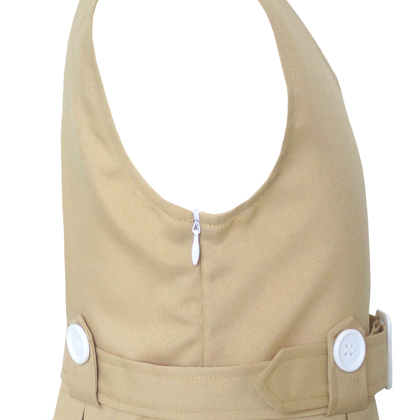 Girls Dress Khaki Button Back School Pleated Hem Size 6-14 Years