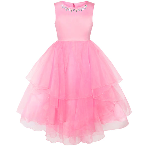 Flower Girls Dress Rhinestone Tulle Wedding Pageant Bridesmaid Size 5-12 Years