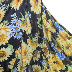 Girls Dress Chiffon Sunflower Ruffle Cold Shoulder Maxi Dress Size 5-12 Years