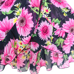 Girls Dress Chiffon Pink Sunflower Cold Shoulder Maxi Dress Size 5-12 Years