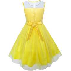 Girls Dress Yellow Dimensional Flower Bridesmaid Wedding Dress Size 5-12 Years