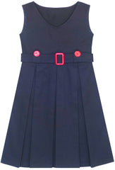 Girls Dress Navy Blue Back School Pleated Hem Size 6-14 Years