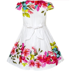 Girls Dress Flower Print Cap Sleeve Summer Size 2-6 Years