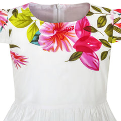 Girls Dress Flower Print Cap Sleeve Summer Size 2-6 Years