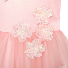 Flower Girls Dress Illusion Yoke Pageant Wedding Party Size 7-14 Years