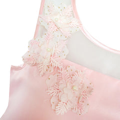 Flower Girls Dress Illusion Yoke Pageant Wedding Party Size 7-14 Years