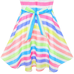 Girls Dress Colorful Stripe Beach Size 6-12 Years