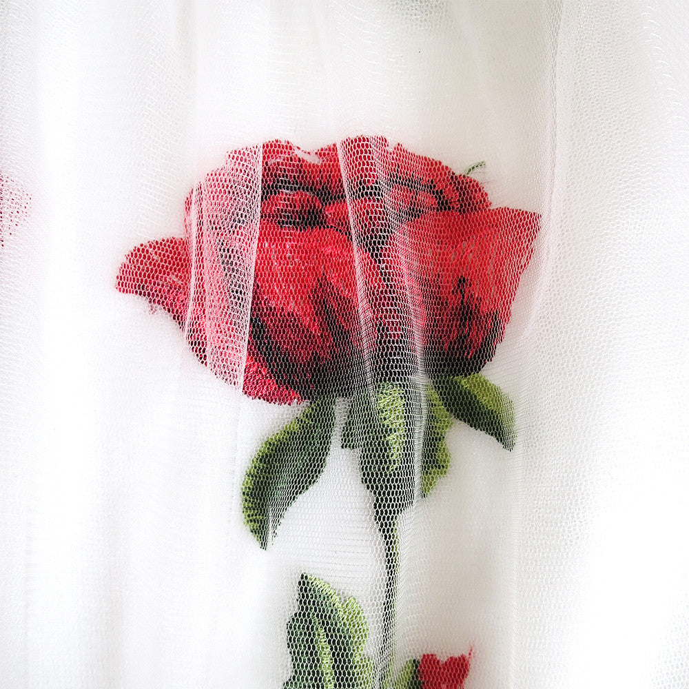 Girls Dress Rose Flower Embroidery Heart Shape Back Wedding Size 6-14 Years