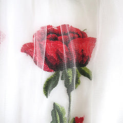 Girls Dress Rose Flower Embroidery Heart Shape Back Wedding Size 6-14 Years
