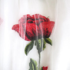Girls Dress White Rose Flower Embroidery Heart Shape Back Wedding Size 7-14 Years