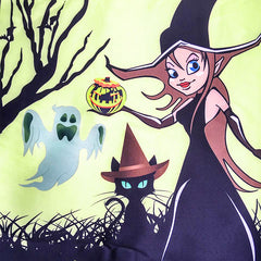 Girls Dress Halloween Witch Bat Pumpkin Costume Halter Dress Size 7-14 Years