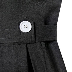 Girls Dress Black Button Back School Pleated Hem Size 6-14 Years