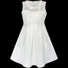 Flower Girls Dress Off White Lace Pleated Hem Wedding Pageant Size 5-12 Years