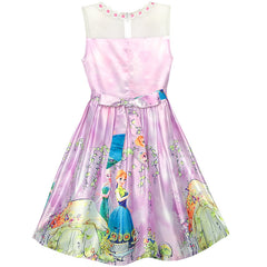 Girls Dress Elsa Anna Cartoon Lace Birthday Party Princess Size 5-12 Years