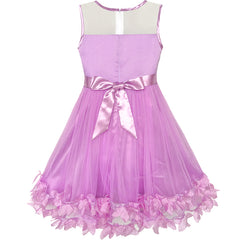 Girls Dress Purple Dimensional Flower Birthday Wedding Dress Size 4-10 Years