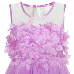 Girls Dress Purple Dimensional Flower Birthday Wedding Dress Size 4-10 Years