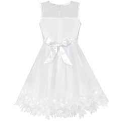 Girls Dress White Dimensional Flower Birthday Wedding Dress Size 4-10 Years