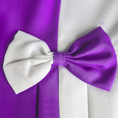 Girls Dress Color Block Contrast Bow Tie Purple White Party Size 4-14 Years