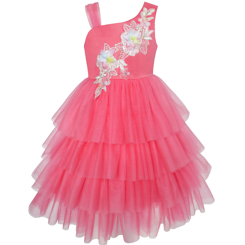 Girls Dress Watermelon Tiered Skirt Flower Dance Ball Princess Size 5-10 Years