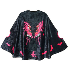 Halloween Witch Cape Velvet Cloak Butterfly Bat Costume Wizard Size 4-12 Years