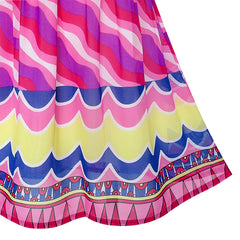 Girls Dress Violet Tank Smocked Stripe Wave Summer Beach Size 7-14 Years