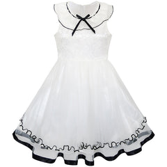 Girls Dress White Ruffle Collar Lace First Communion Pageant Size 5-10 Years