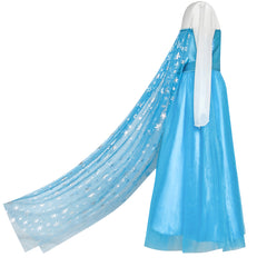Girls Dress Cartoon Costume Princess Elsa Cloak Party Dress Size 4-12 Years