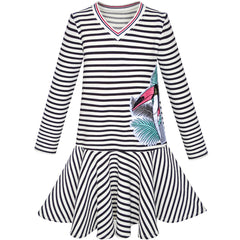 Girls Dress Stripe Long Sleeve Parrot School Jumper Size 6-12 Years