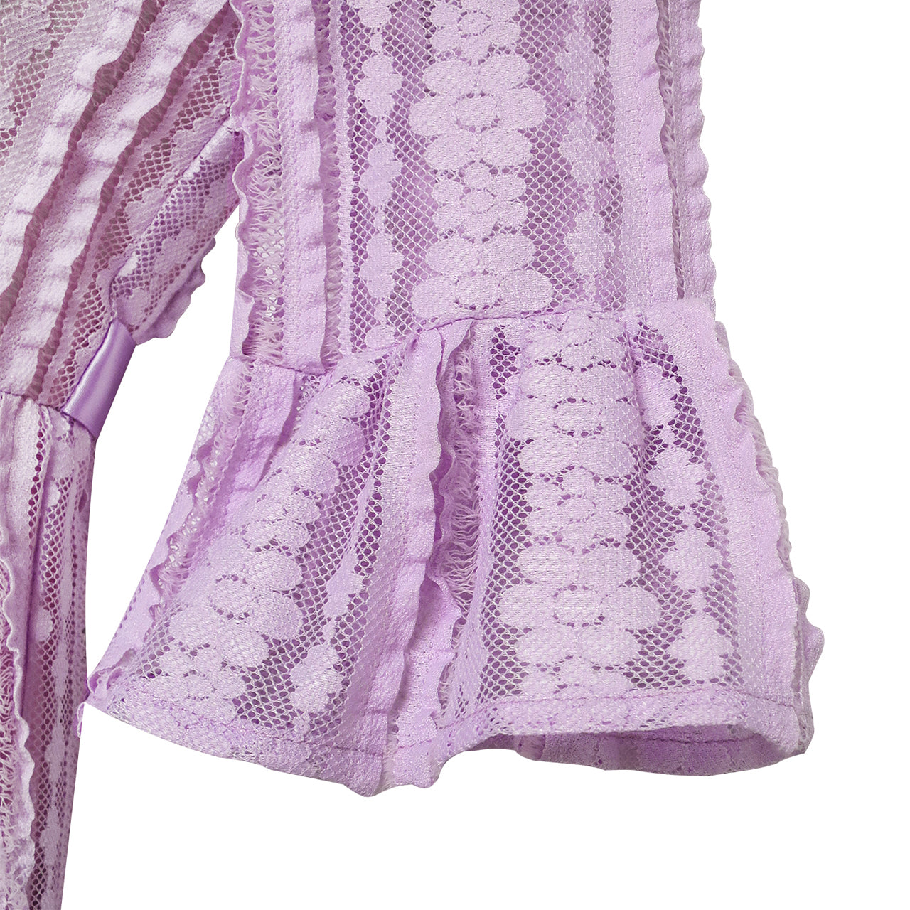 Girls Dress Purple Lotus Sleeve Lace Princess Party Dress Size 5-12 Years