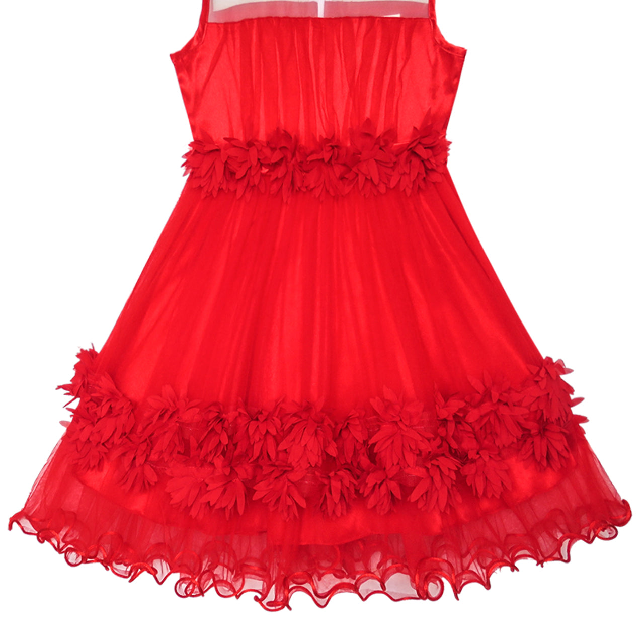 Girls Dress Dimensional Flower Birthday Wedding Dress Size 5-12 Years