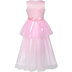 Flower Girls Dress Pink Dancing Ball Gown Princess Party Size 7-14 Years
