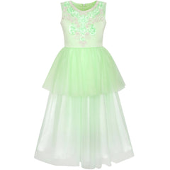 Flower Girls Dress Green Dancing Ball Gown Princess Party Size 7-14 Years