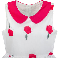 Girls Dress Rose Flower Collar Princess Party Size 5-12 Years