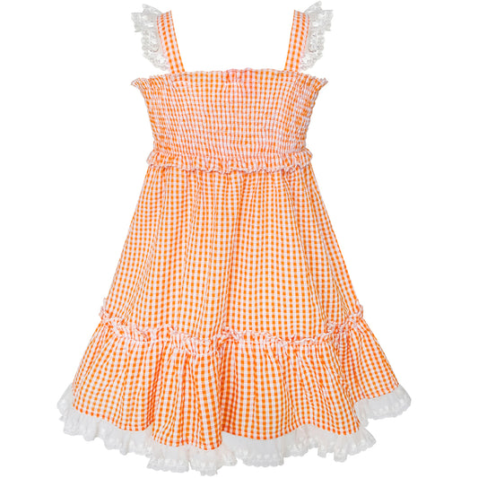 Girls Dress Tank Smocked Ruffle Skirt Size 12M-5 Years