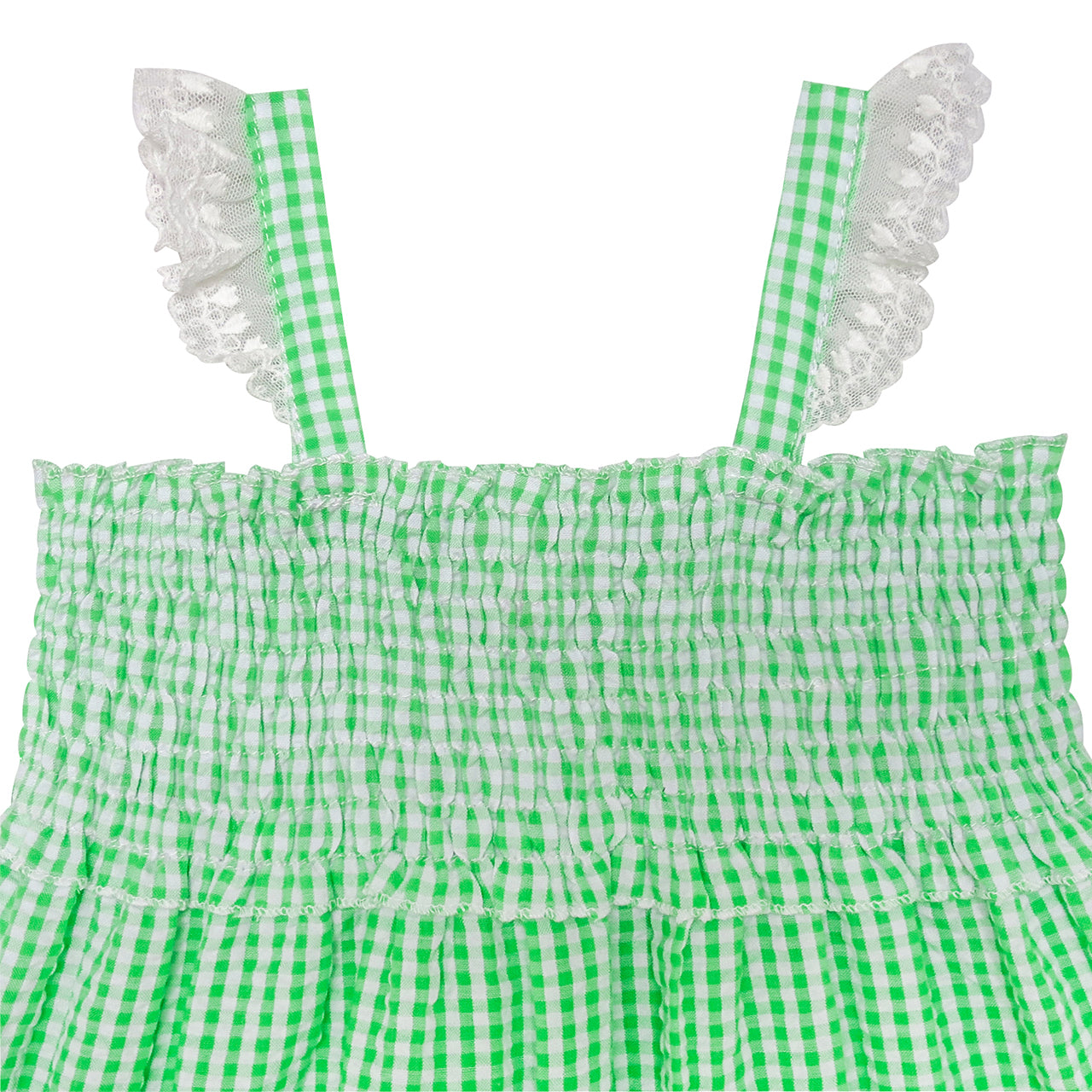Girls Dress Green Tank Smocked Ruffle Skirt Size 12M-5 Years
