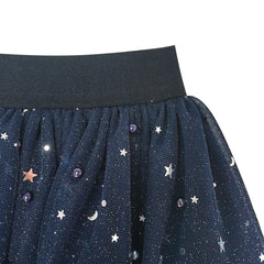 Girls Skirt Navy Blue Pearl Stars Sparkling Tutu Dancing Size 4-12 Years